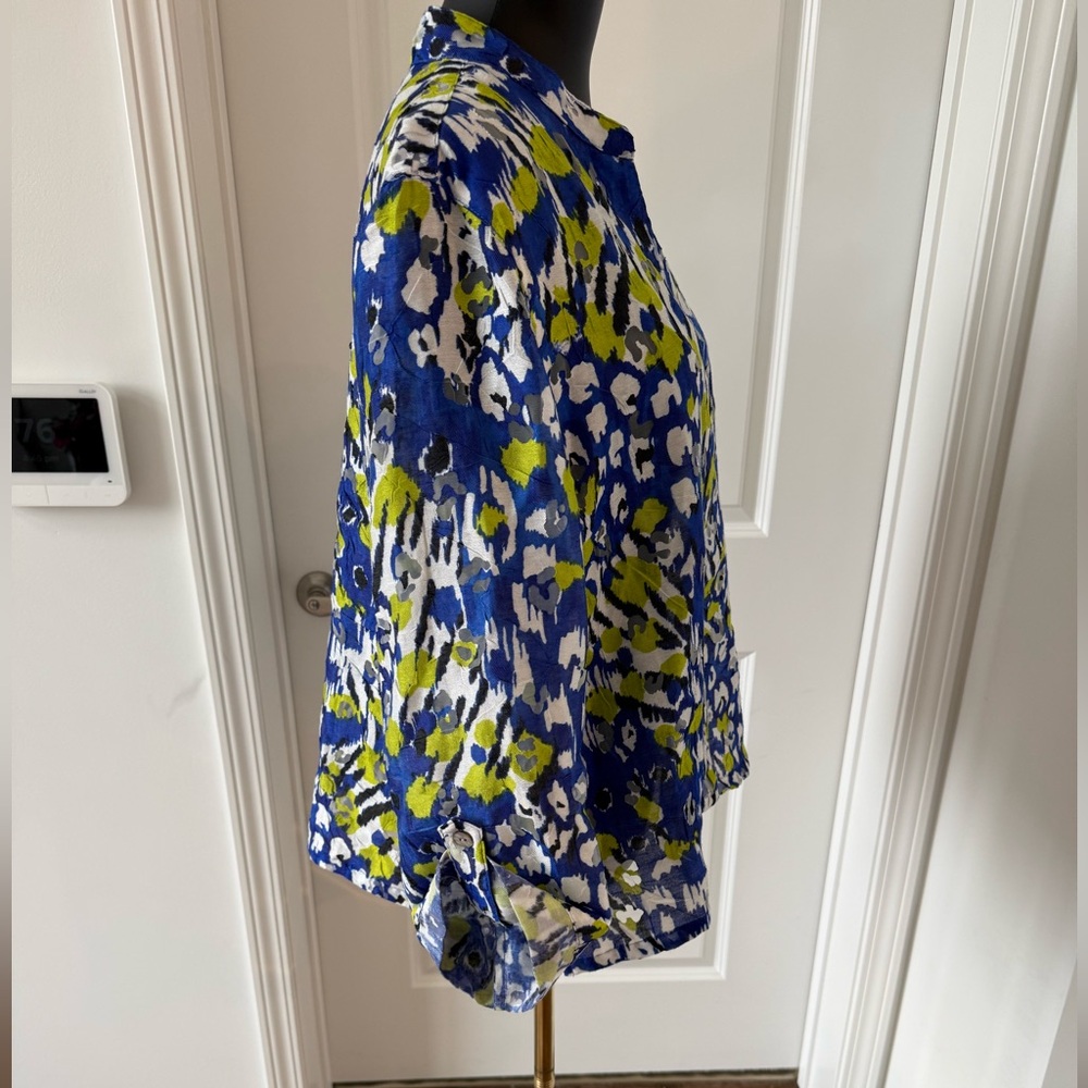 Ruby Rd. Vibrant Blue and Green Button Down Shirt - Picture 6 of 9